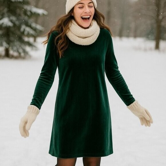 Vintage Velvet Long Sleeve Dress Size S/M Green Whimsigoth Witch Fairy Holiday - Picture 1 of 12